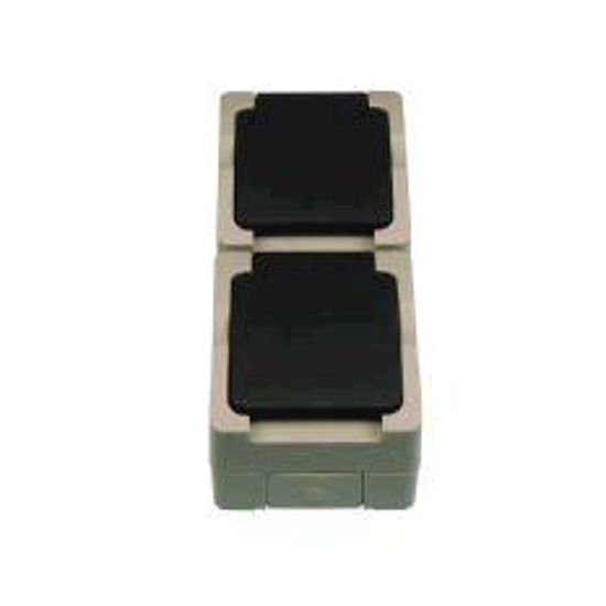 Afbeelding van WANDCONTACTDOOS SPATWATERDICHT DUBBEL