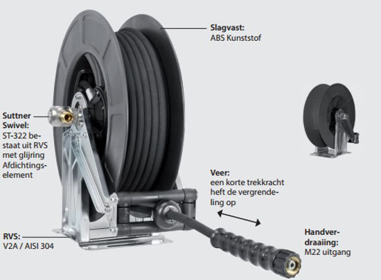 Afbeelding van HOGEDRUKSLANGHASPEL AUTO. 20M RVS