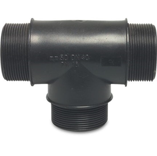 Afbeelding van T-STUK PP 90° ZWART 10BAR 1" BU