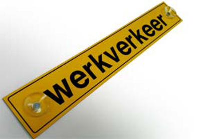 Afbeelding van BORD 500X78MM "WERKVERKEER" MET ZUIGNAP