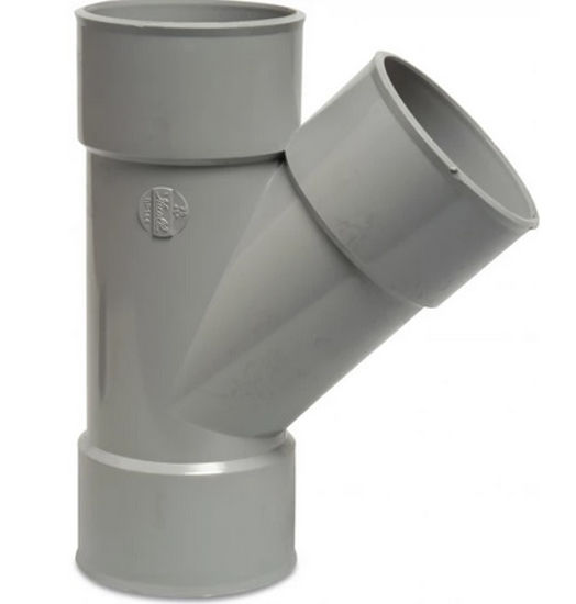 Afbeelding van PVC RIOOL T-STUK 45° 40 MM