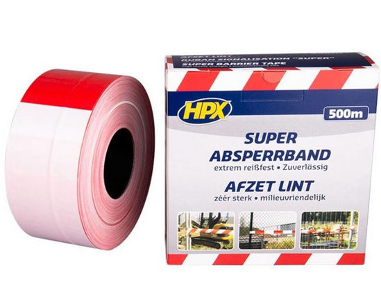 Afbeelding van AFZETLINT ROOD-WIT 80MM X 500 MT