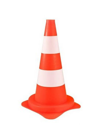 Afbeelding van VERKEERSKEGEL ORANJE WITTE BAND 50CM